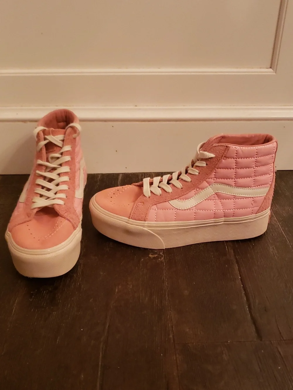 Vans Quilted Pink High-Top Platform Sneakers